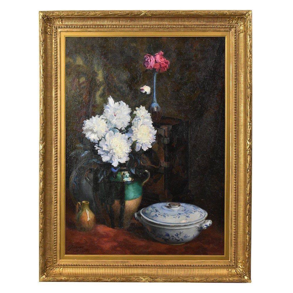 QF619 1 antique floral painting flower oil painting peonies still life XIX.jpg